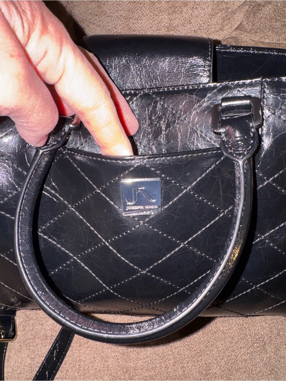 Black Quilted Leather Satchel